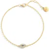 Mint & Lily Dainty Evil Eye Charm Bracelet In Gold