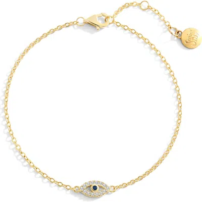 Mint & Lily Dainty Evil Eye Charm Bracelet In Gold