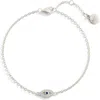 Mint & Lily Dainty Evil Eye Charm Bracelet In Silver