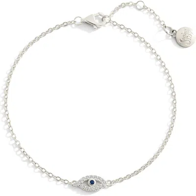 Mint & Lily Dainty Evil Eye Charm Bracelet In Silver