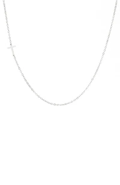 Mint & Lily Dainty Sideways Cross Necklace In Silver