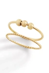 Mint & Lily Dainty Stackable Beaded Fidget Set Ring In Gold