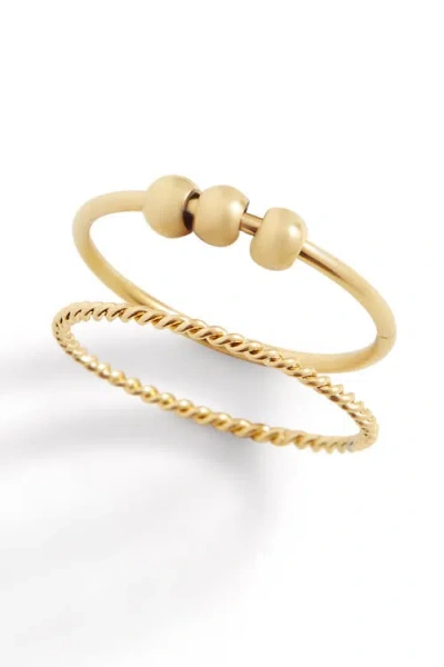 Mint & Lily Dainty Stackable Beaded Fidget Set Ring In Gold
