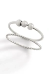 Mint & Lily Dainty Stackable Beaded Fidget Set Ring In Silver