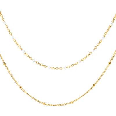 Mint & Lily Double Beaded Choker In Gold