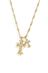 Mint & Lily Double Cross Pendant Necklace In Gold