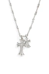 Mint & Lily Double Cross Pendant Necklace In Metallic
