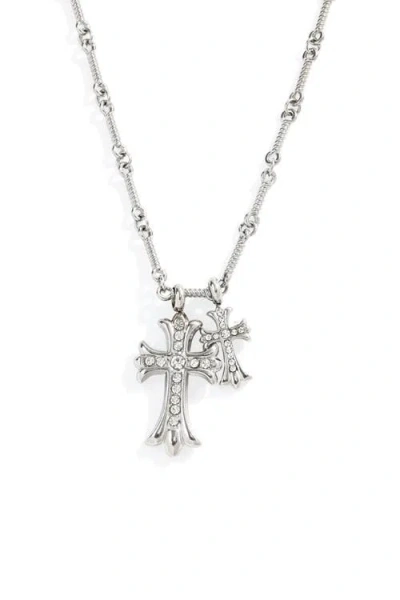 Mint & Lily Double Cross Pendant Necklace In Metallic