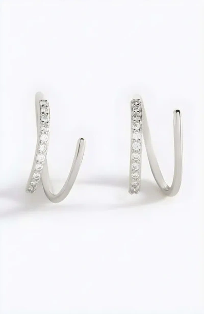 Mint & Lily Double Loop Huggie Hoop Earrings In Silver