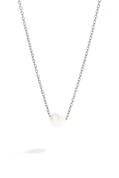 Mint & Lily Floating Pearl Necklace In Silver