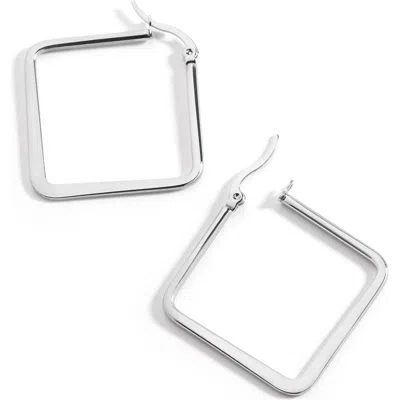 Mint & Lily Geometric Girl Boss Hoop Earrings In Silver