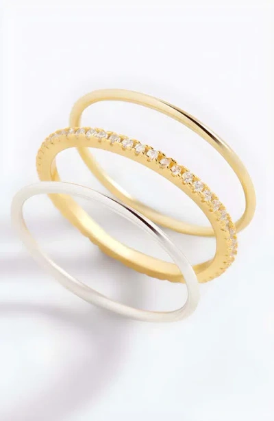 Mint & Lily Gold And Silver Stacking Ring Set In 18k Gold Over Sterling Silver