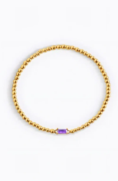 Mint & Lily Gold Beaded Birthstone Bracelet In Purple