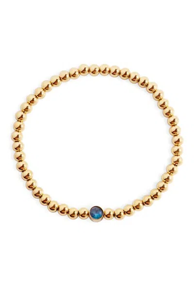 Mint & Lily Gold Beaded Bubble Birthstone Bracelet In December Blue Zircon