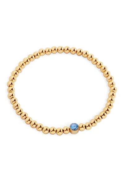 Mint & Lily Gold Beaded Bubble Birthstone Bracelet In March Aquamarine