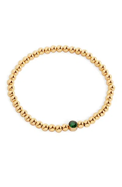 Mint & Lily Gold Beaded Bubble Birthstone Bracelet In May Emerald