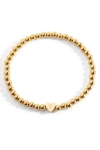 Mint & Lily Gold Beaded With Heart Initial Bracelet In Black