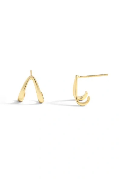 Mint & Lily Gold Wishbone Huggie Earrings