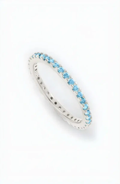 Mint & Lily March Birthstone Eternity Stacking Ring In Silver
