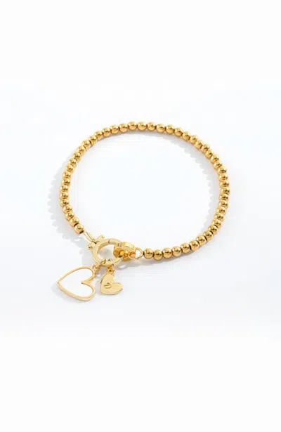 Mint & Lily Mother Of Pearl Heart & Initial Charm Beaded Bracelet In Letter D