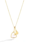 Mint & Lily Mother Of Pearl Heart Initial Necklace