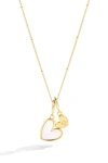 Mint & Lily Mother Of Pearl Heart Initial Necklace In Gold