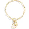 Mint & Lily Mother Of Pearl Initial Heart Charm Bracelet