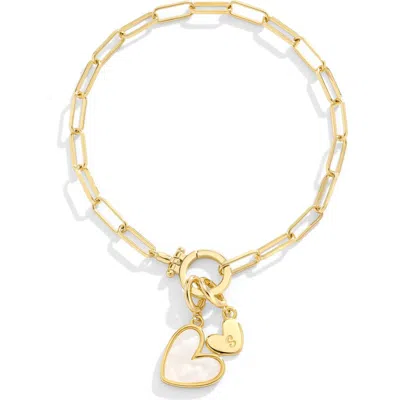 Mint & Lily Mother Of Pearl Initial Heart Charm Bracelet