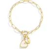 Mint & Lily Mother Of Pearl Initial Heart Charm Bracelet