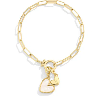 Mint & Lily Mother Of Pearl Initial Heart Charm Bracelet