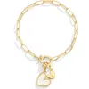 Mint & Lily Mother Of Pearl Initial Heart Charm Bracelet