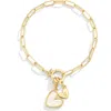 Mint & Lily Mother Of Pearl Initial Heart Charm Bracelet