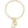 Mint & Lily Mother Of Pearl Initial Heart Charm Bracelet