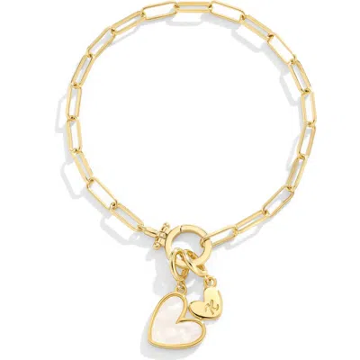 Mint & Lily Mother Of Pearl Initial Heart Charm Bracelet