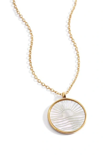 Mint & Lily Mother Of Pearl Sunrise Pendant Necklace In Gold