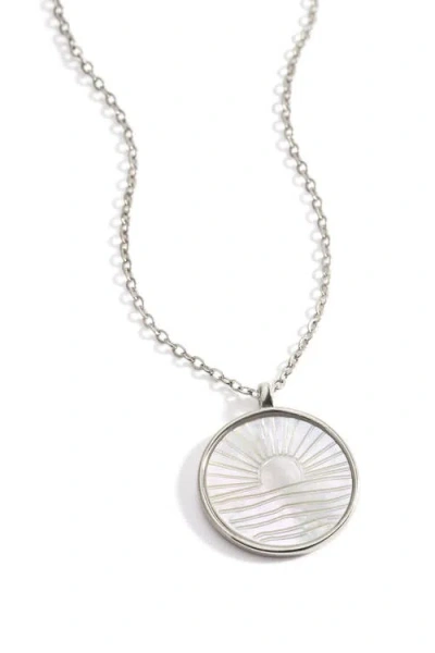 Mint & Lily Mother Of Pearl Sunrise Pendant Necklace In Metallic