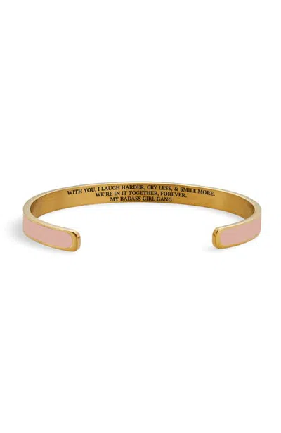 Mint & Lily My Badass Girl Gang Enamel Bangle In Rose Cloud