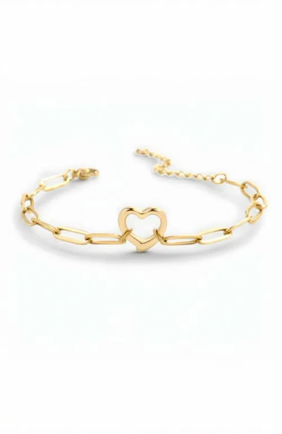 Mint & Lily Open Heart Paperclip Chain Bracelet In Gold