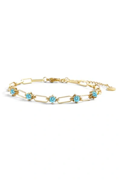 Mint & Lily Paperclip Bracelet With Gemstone Accents In Gold