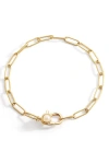 Mint & Lily Paperclip Bracelet With Pearl Accent In Gold