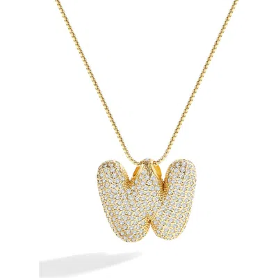 Mint & Lily Pave Bubble Initial Necklace In White