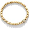 Mint & Lily Pave Heart Gold Beaded Bracelet In Gold