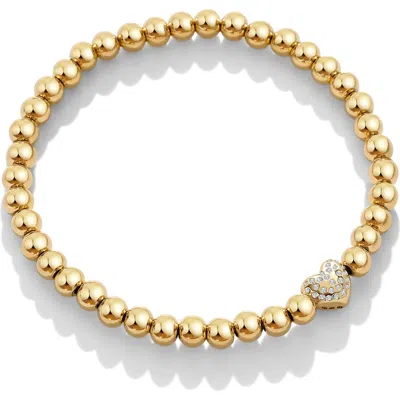 Mint & Lily Pave Heart Gold Beaded Bracelet