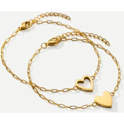 Mint & Lily Perfect Fit Heart Bracelet Set In Gold