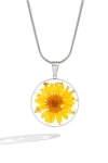 Mint & Lily Pressed Birth Flower Necklace In Metallic