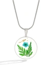 Mint & Lily Pressed Birth Flower Necklace In Metallic