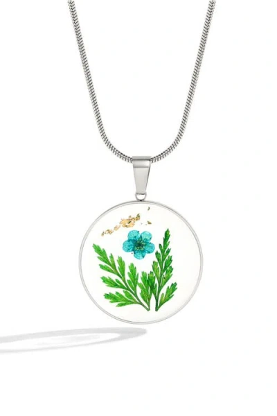 Mint & Lily Pressed Birth Flower Necklace In Metallic