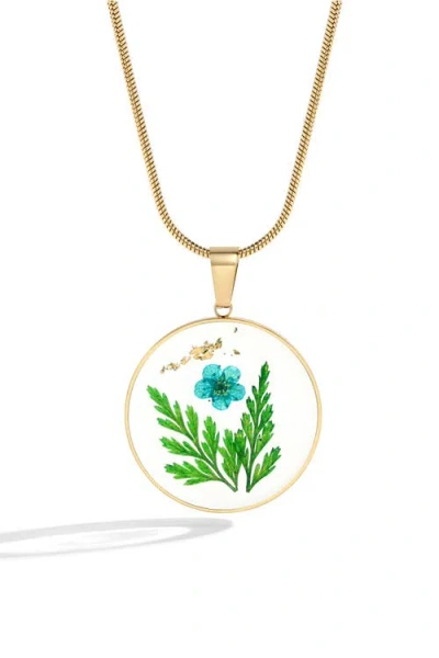 Mint & Lily Pressed Birth Flower Necklace In Gold