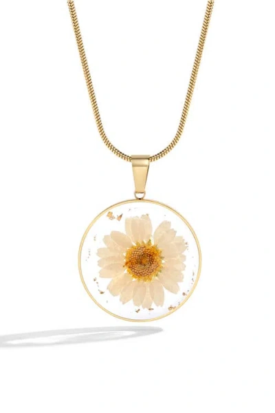 Mint & Lily Pressed Birth Flower Necklace In Brown
