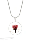 Mint & Lily Pressed Birth Flower Necklace In Metallic